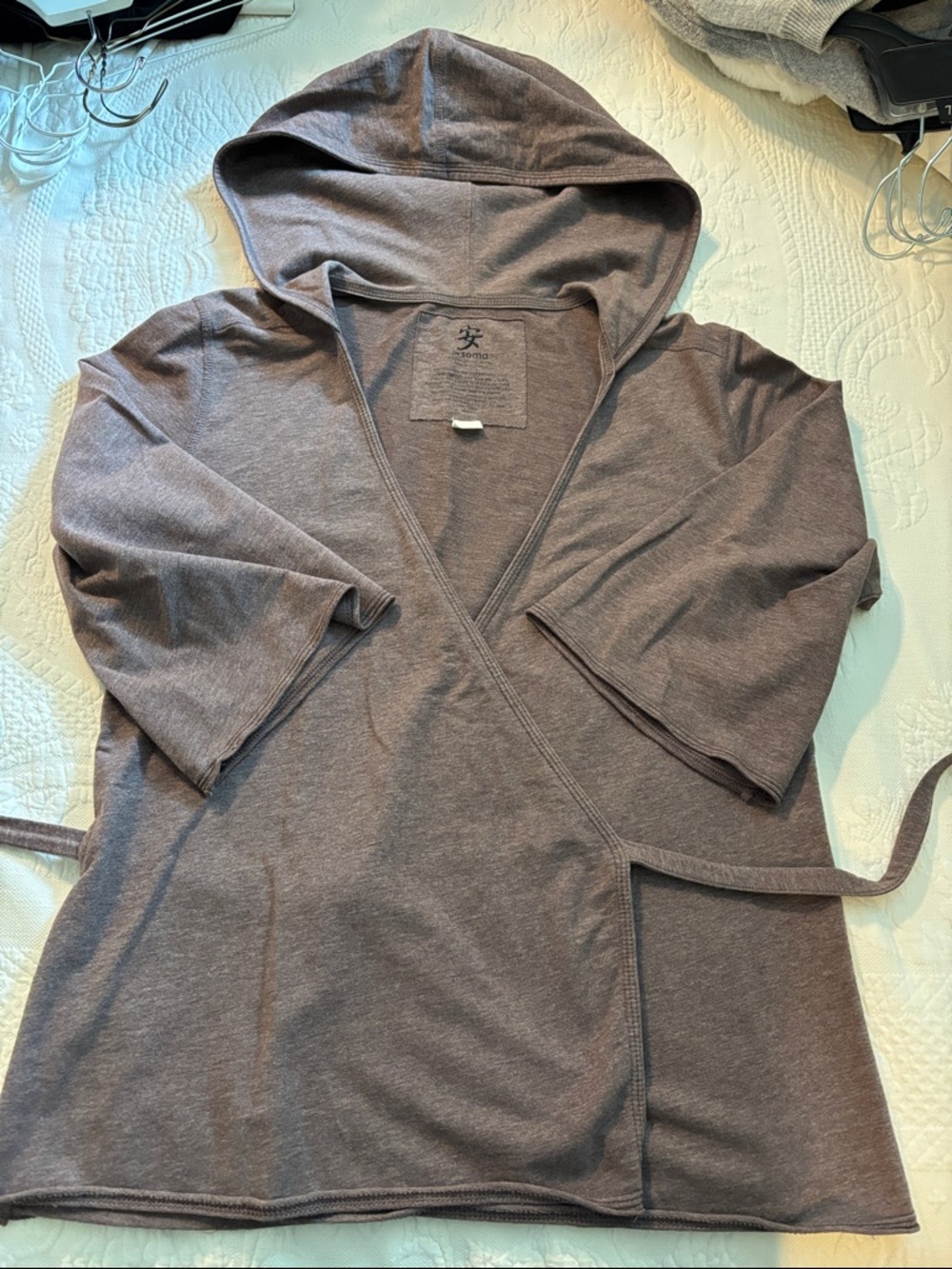 Soma Brown Heathered Hooded Wrap Cardigan